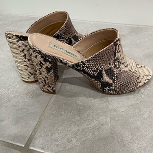 Steve Madden Snakeskin Heeled Mules